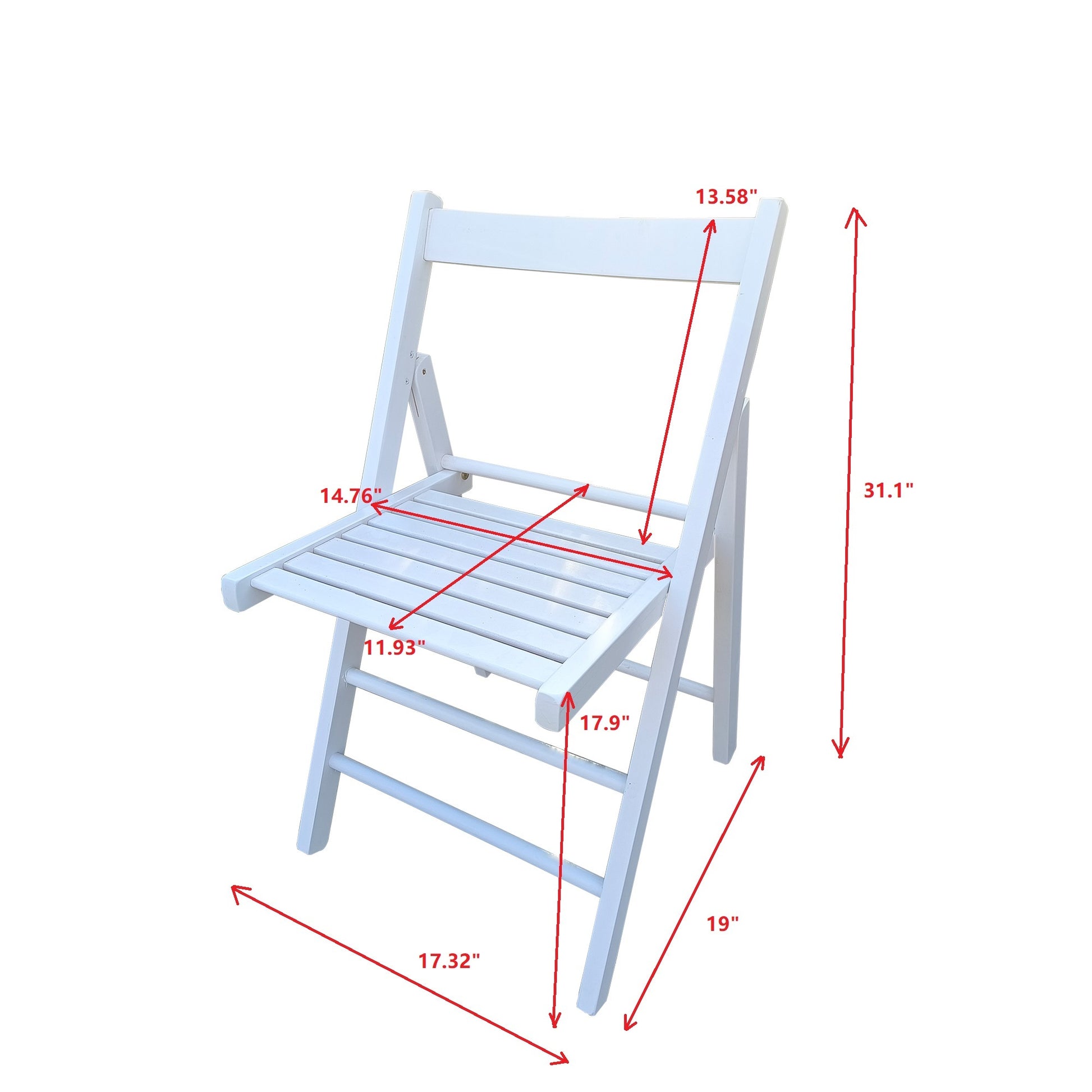 Folding Chair 2 S, Foldable Style White White Solid Wood