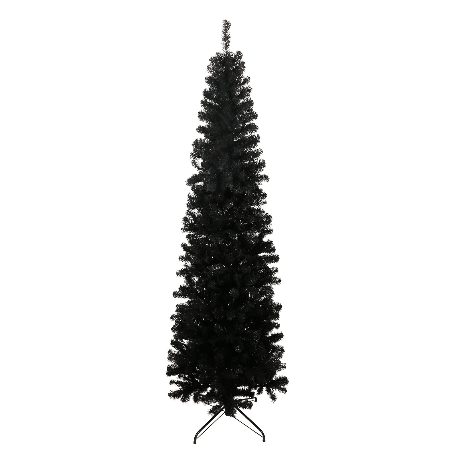 7.5Ft Black Slim Artificial Christmas Tree Includes Foldable Metal Stand Black Polyester