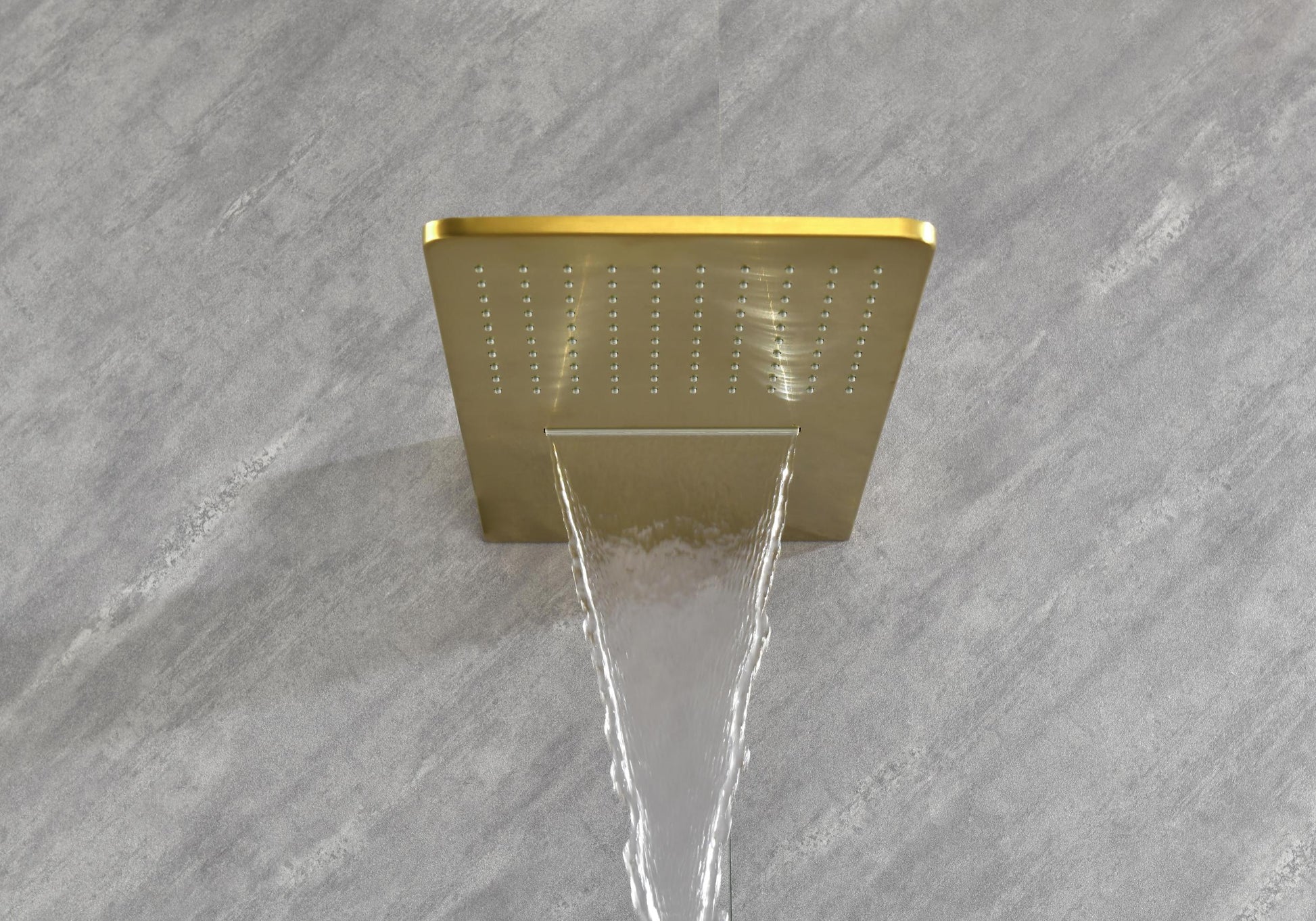 Wall Mounted Waterfall Rain Shower System With 3 Body Sprays & Handheld Shower Gold Brass