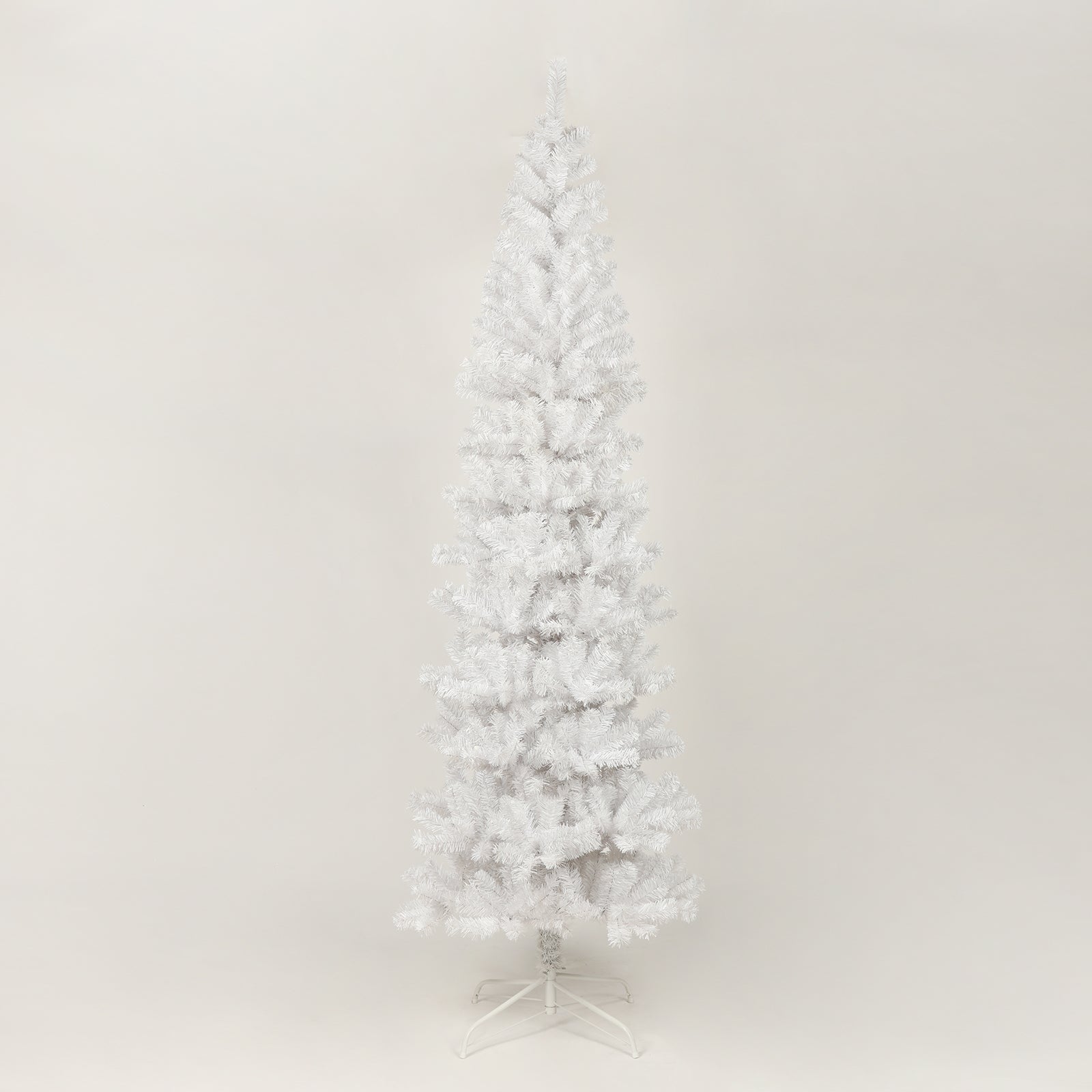 7.5Ft White Slim Artificial Christmas Tree Includes Foldable Metal Stand White American Traditional Polyester Polyester