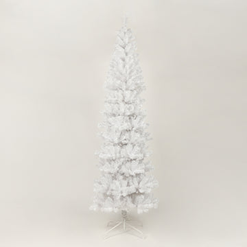 7.5Ft White Slim Artificial Christmas Tree Includes Foldable Metal Stand White American Traditional Polyester Polyester