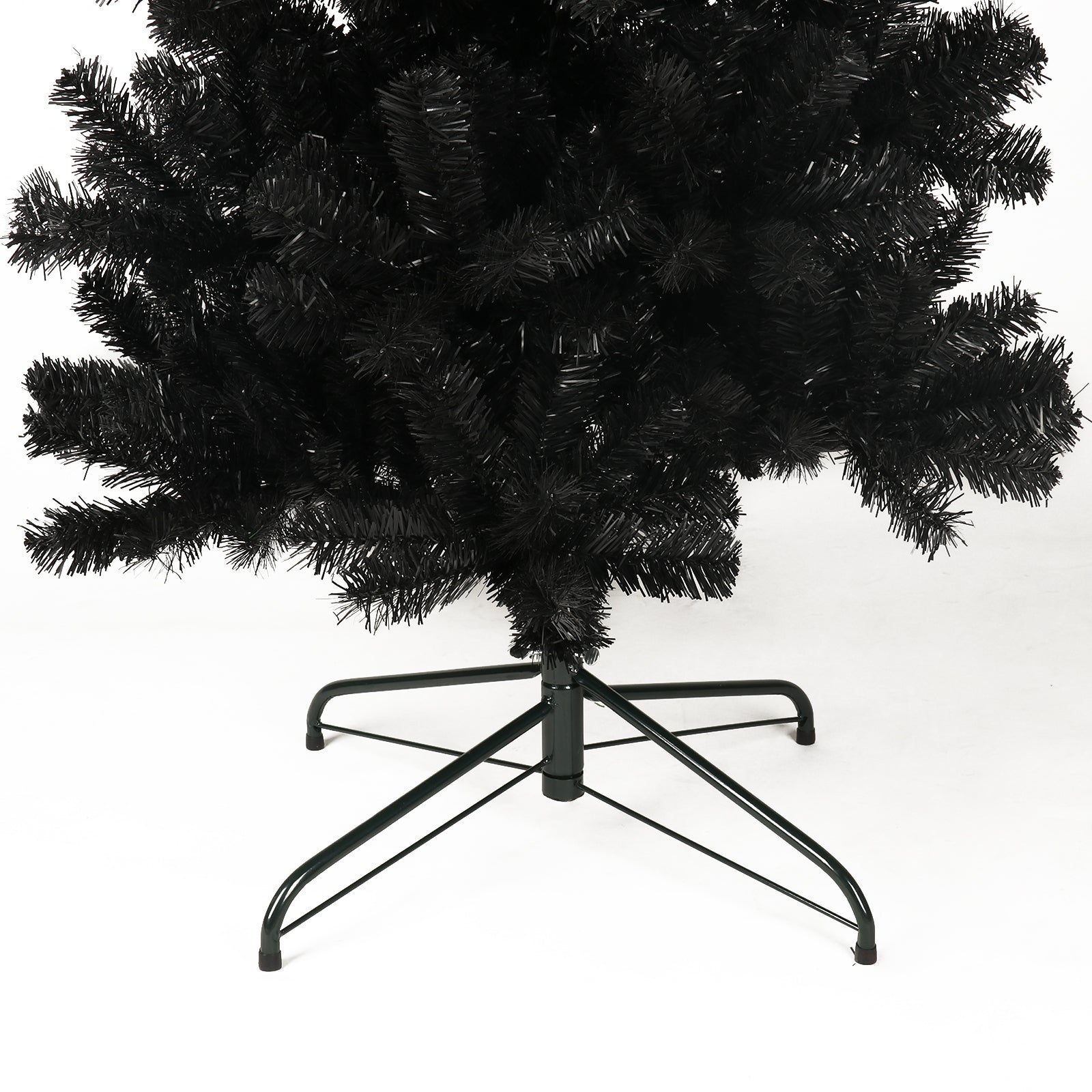 7.5Ft Black Slim Artificial Christmas Tree Includes Foldable Metal Stand Black Polyester