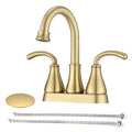 2 Handle Bathroom Sink Faucet With Pop Up Drain Brushed Golden Brushed Gold Zinc