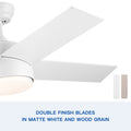 44 In Intergrated Led Ceiling Fan Lighting With White Abs Blade White Plywood