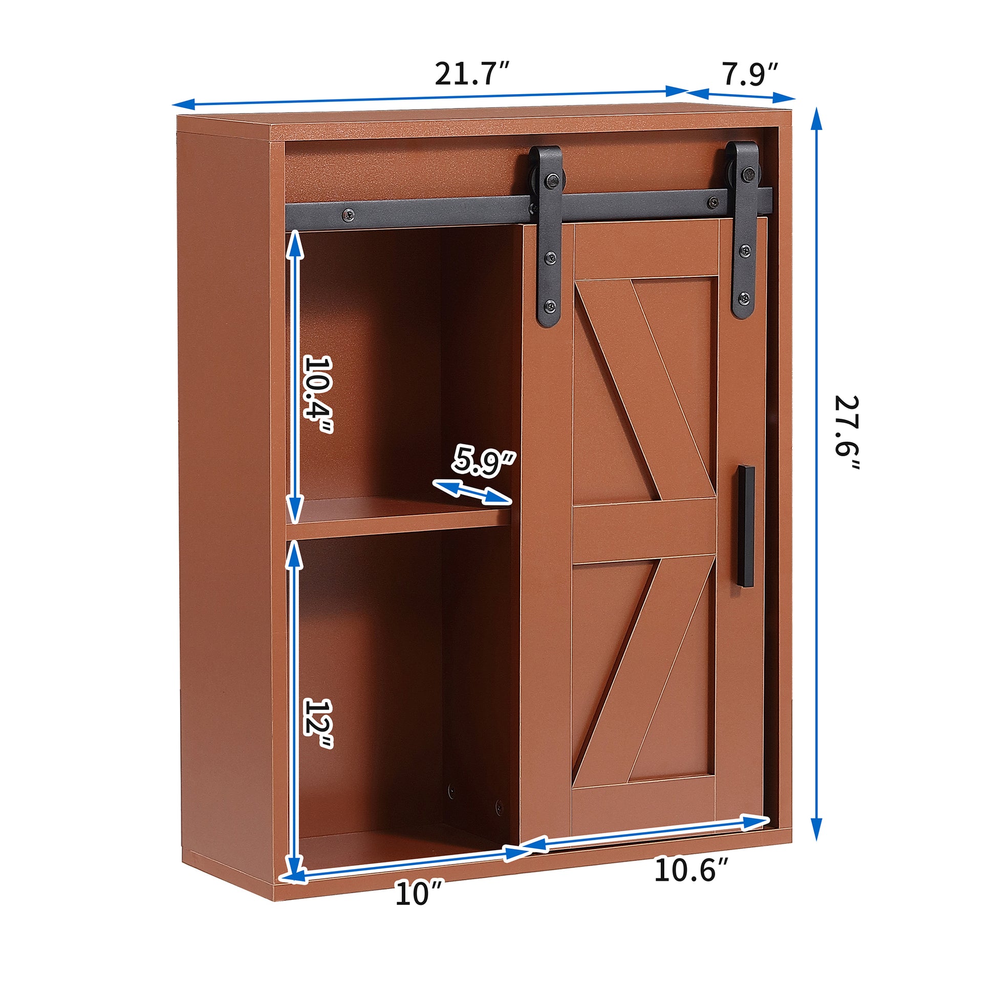 Wood Wall Mounted Storage Cabinet, 5 Layer Toilet Bathroom Storage Cabinet, Multifunctional Cabinet With Adjustable Door, Chocolate Brown Espresso Mdf