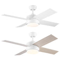 44 In Intergrated Led Ceiling Fan Lighting With White Abs Blade White Plywood