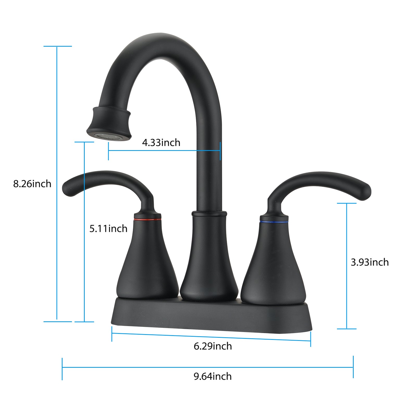 2 Handle Bathroom Sink Faucet With Pop Up Drain Matte Black Matte Black Zinc