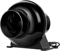 Ipower 4 Inch 195 Cfm Duct Inline Ventilation Fan Air Circulation Vent Hvac Exhaust Blower For Grow Tent, Greenhouses, Basements Or Kitchens, Lite, Black Black Metal