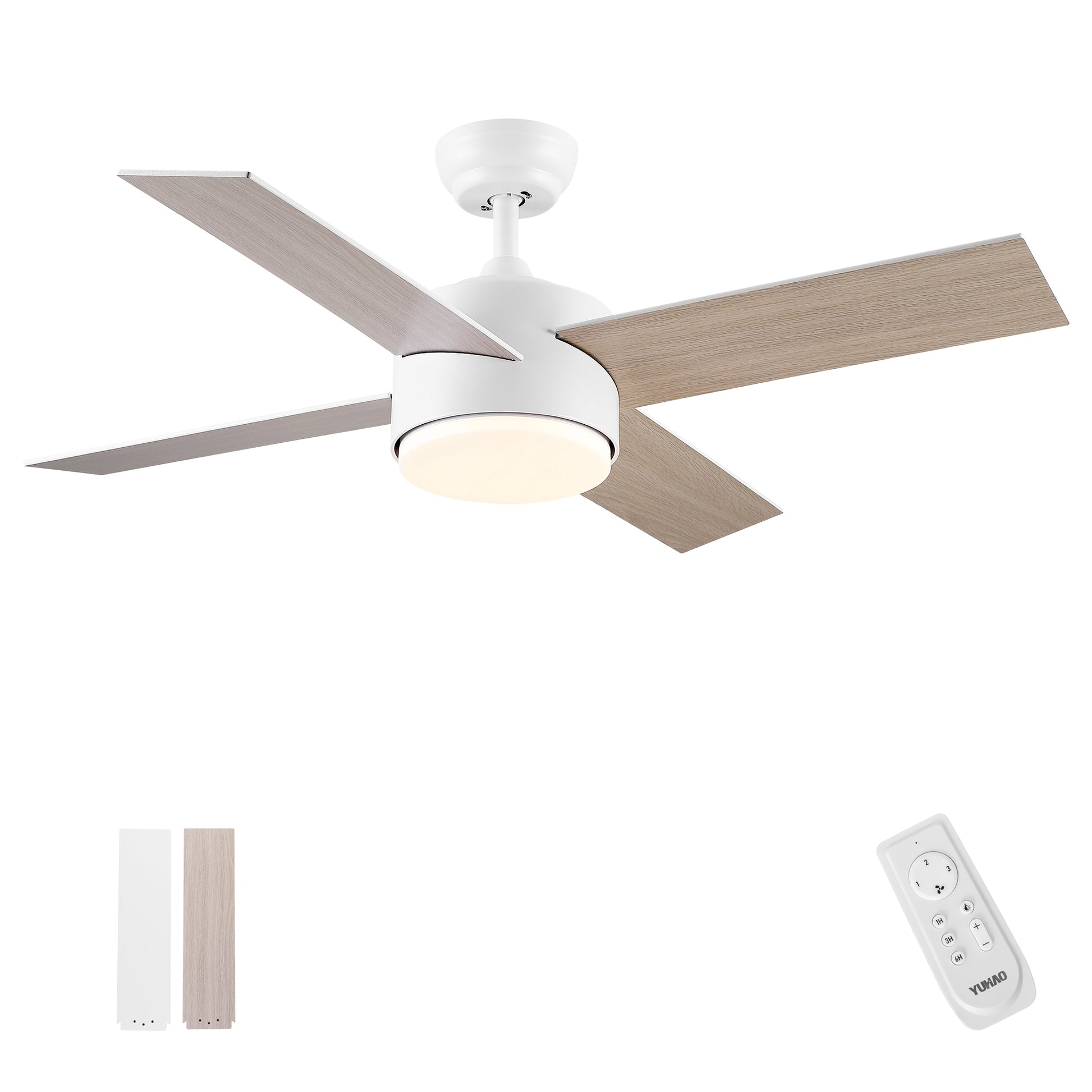 44 In Intergrated Led Ceiling Fan Lighting With White Abs Blade White Plywood