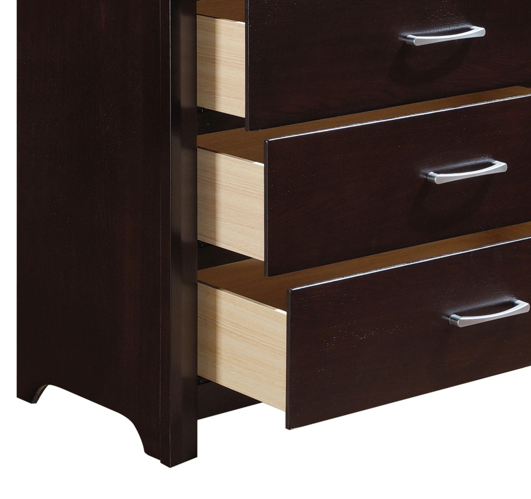 Espresso Finish Contemporary Design 1Pc Chest Of 5X Drawers Silver Tone Bar Pulls Bedroom Furniture Espresso Bedroom Contemporary Wood