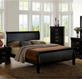 Queen Size Bed Black Louis Phillipe Solidwood 1Pc Bed Bedroom Sleigh Bed Box Spring Required Queen Black Wood Bedroom Contemporary,Modern Rubberwood Bed Frame Solid Wood