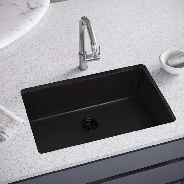 32X19 Inch Undermount Kitchen Sink 16 Gauge Stainless Steel Single Bowl Kitchen Sink Gunmetal Black Gunmetal Black Stainless Steel