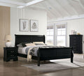 Twin Size Bed Black Louis Phillipe Solidwood 1Pc Bed Bedroom Sleigh Bed Box Spring Required Twin Black Wood Bedroom Contemporary,Modern Rubberwood Bed Frame Solid Wood