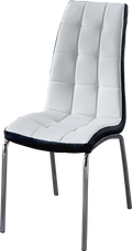Modern Lattice Designdining Chair With Silver Metal Legs Set Of 4 Black White Leather