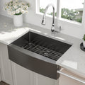 30 Black Farmhouse Sink 30X21X10 Stainless Steel Apron Front Kitchen Sink Gunmetal Black 16 Gauge 10 Inch Deep Single Bowl Gunmetal Black Stainless Steel