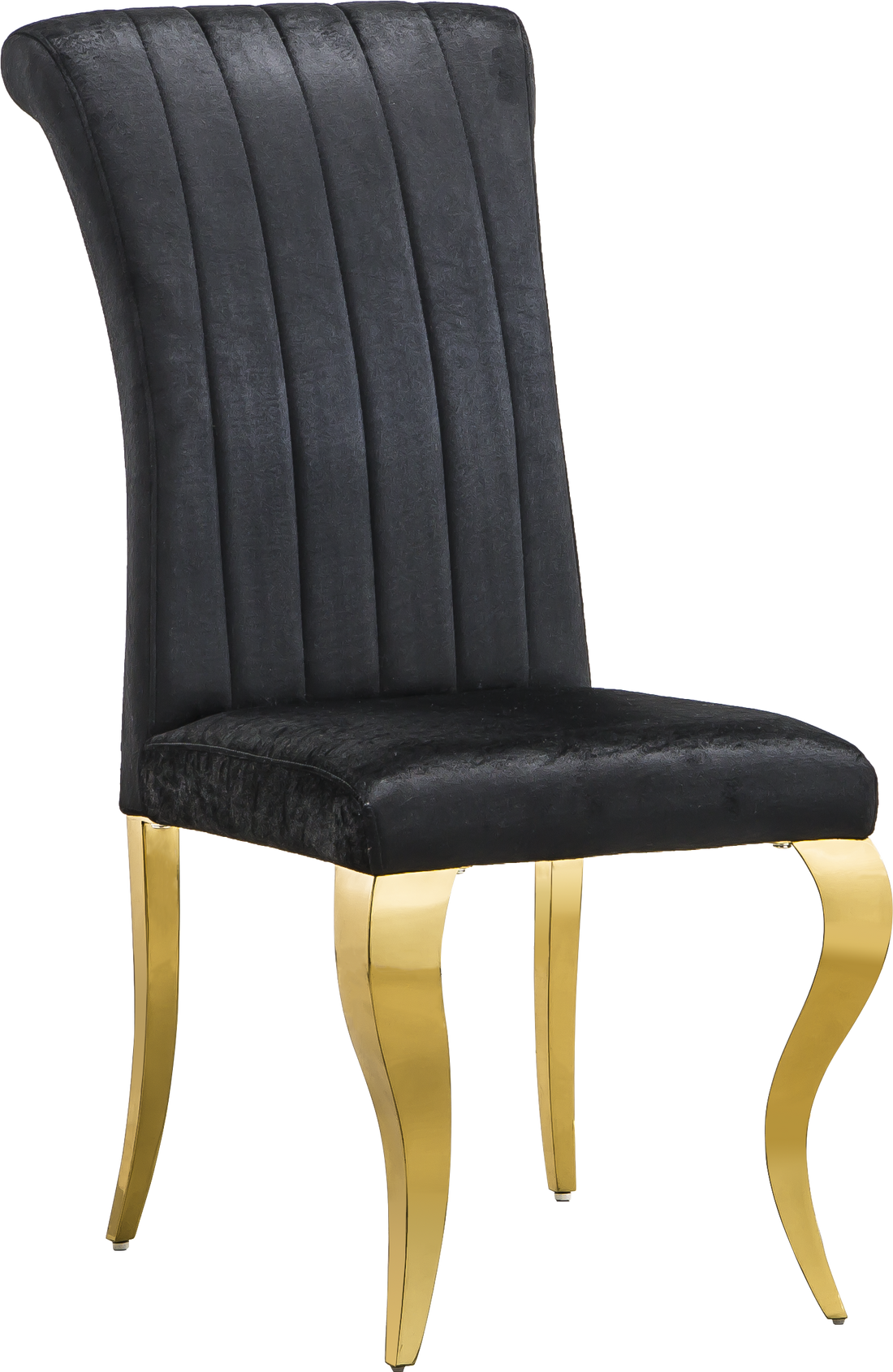 Modern Velvet Dining Chairs Set Of 2, Upholstered Accent Armless Chairs With Stripe Backrest Black Velvet