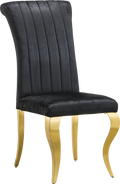 Modern Velvet Dining Chairs Set Of 2, Upholstered Accent Armless Chairs With Stripe Backrest Black Velvet