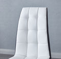 Modern Lattice Designdining Chair With Silver Metal Legs Set Of 4 Black White Leather