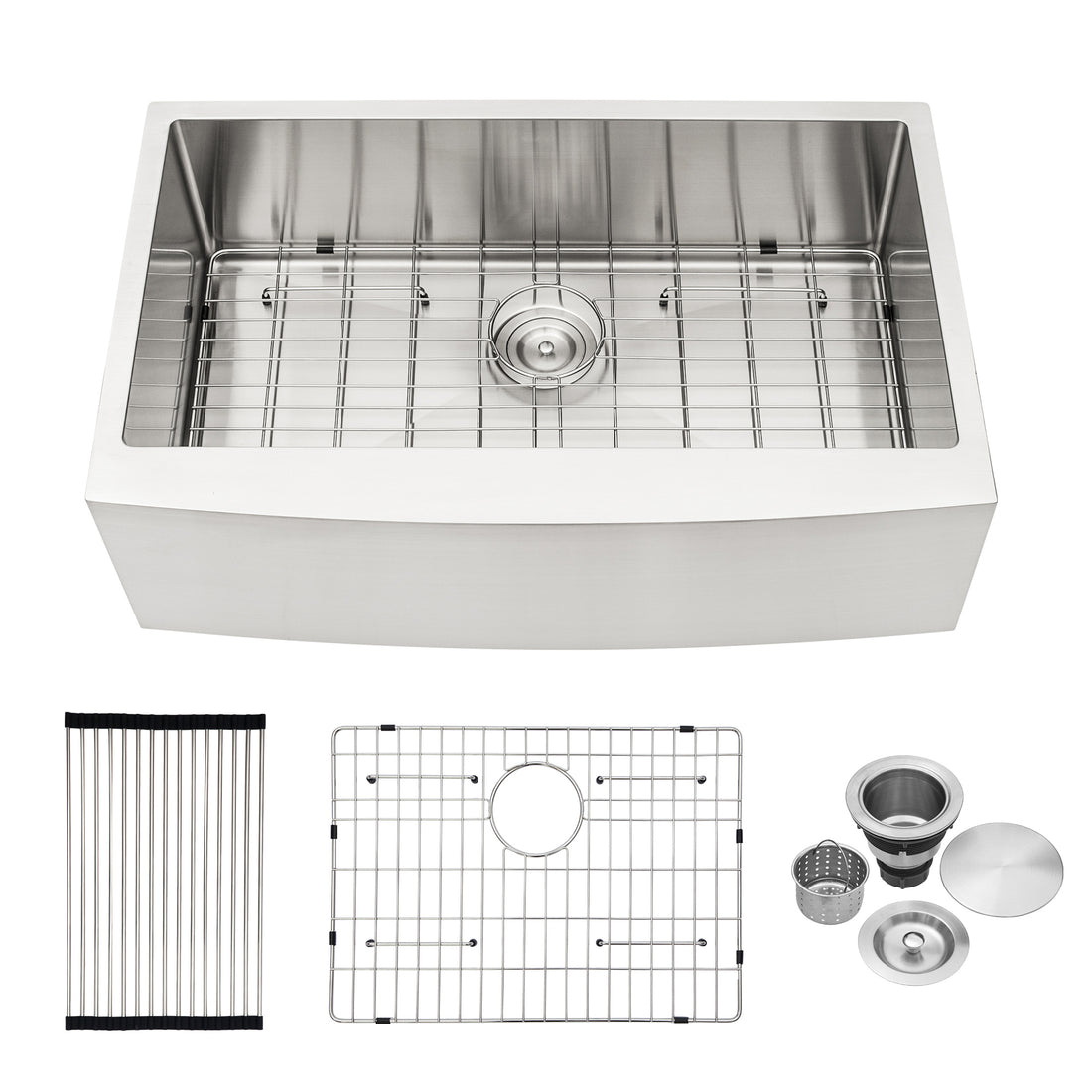 30 Inch Farmhouse Kitchen Sink 30"X21"X10" Stainless Steel Apron Front Farmhouse Sink 10 Inch Deep 16 Gauge Single Bowl Kitchen Sink Basin Brushed Nickel Stainless Steel