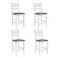 Farmhouse Wood Counter Height Dining Chair Set For Small Places, Set Of 4, Walnut White White Walnut Solid Wood