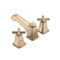 Two Handle Widespread High Arc Bathroom Faucet With Drain Assembly, Brushed Gold Brushed Gold Zinc