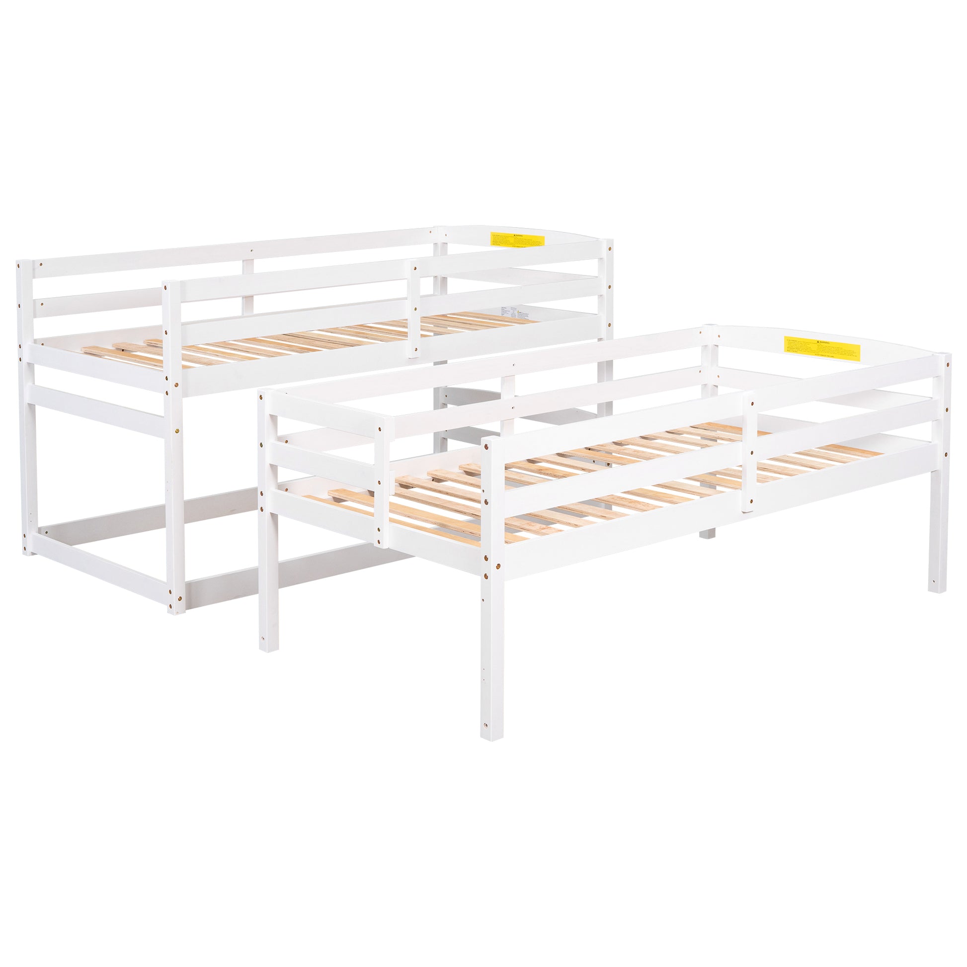 Twin Size Triple Bunk Bed With Storage Staircase,Separate Design,White White Pine