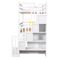 Twin Size Triple Bunk Bed With Storage Staircase,Separate Design,White White Pine