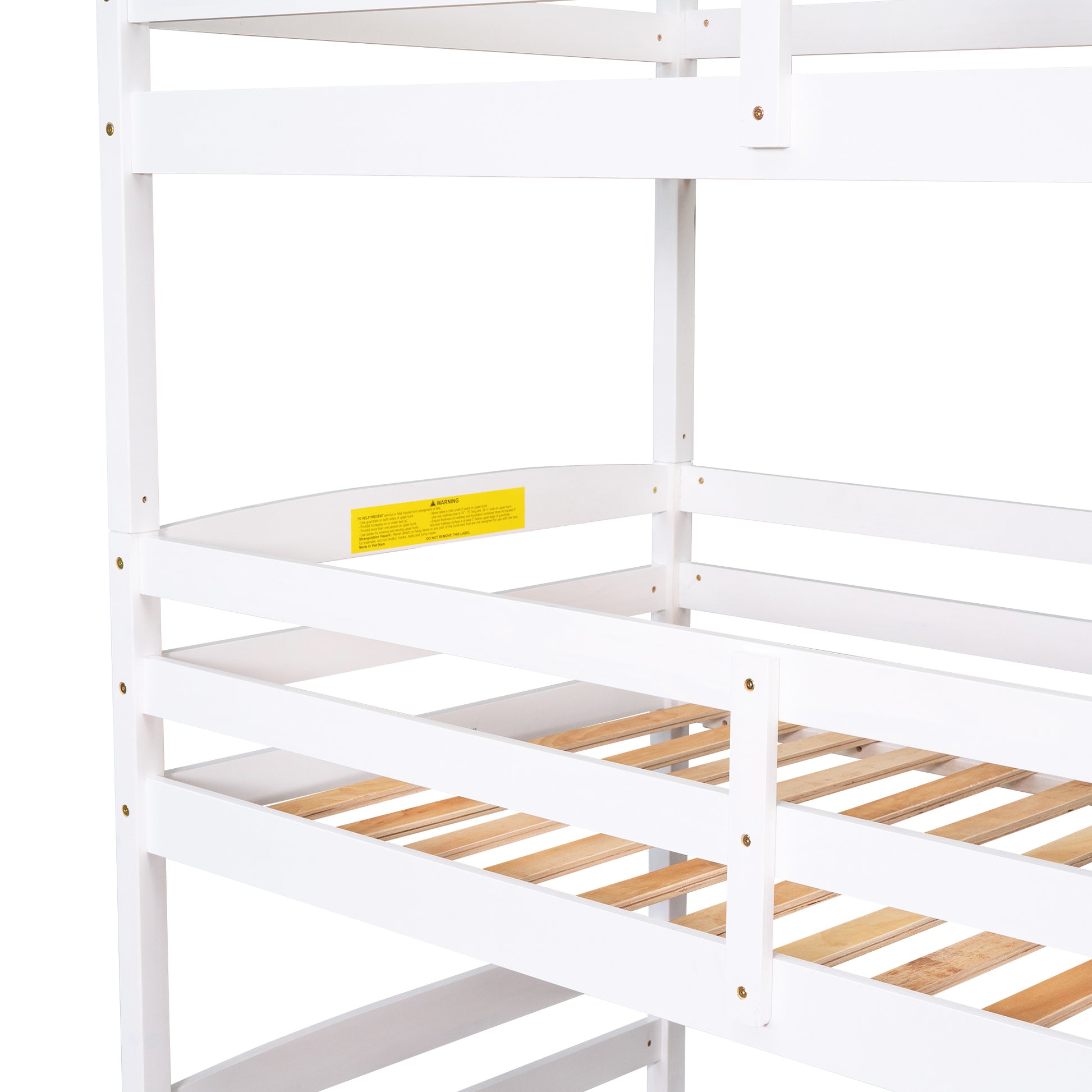 Twin Size Triple Bunk Bed With Storage Staircase,Separate Design,White White Pine