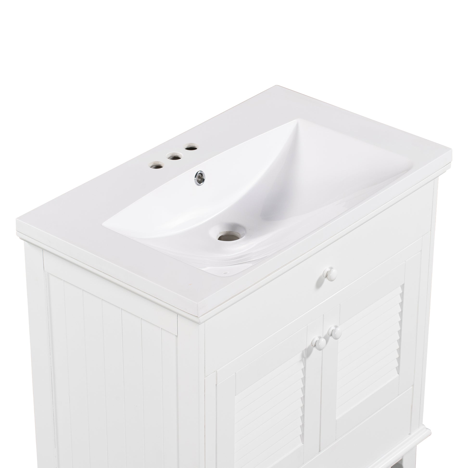 30" Bathroom Vanity With Sink, Bathroom Cabinet With Two Doors And One Drawer, White Old Sku: Jl000005Aak 1 White Solid Wood