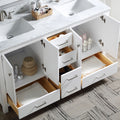 Bathroom Vanity Cabinet Set 60 Inches Double Sink, Bathroom Storage Carrara White Marble Countertop With Back Splash White Plywood