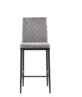 Light Gray Bar Stool, Velvet Stool, Modern Bar Chair, Bar Stool With Metal Legs, Kitchen Stool, Dining Chair, 2 Piece Set Light Gray Textile Velvet