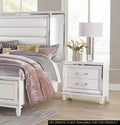 Glamorous White Silver Finish 1Pc Nightstand Of 2X Drawers Acrylic Bar Pulls Stylish Bedroom Furniture White 2 Drawers Bedroom Modern Wood