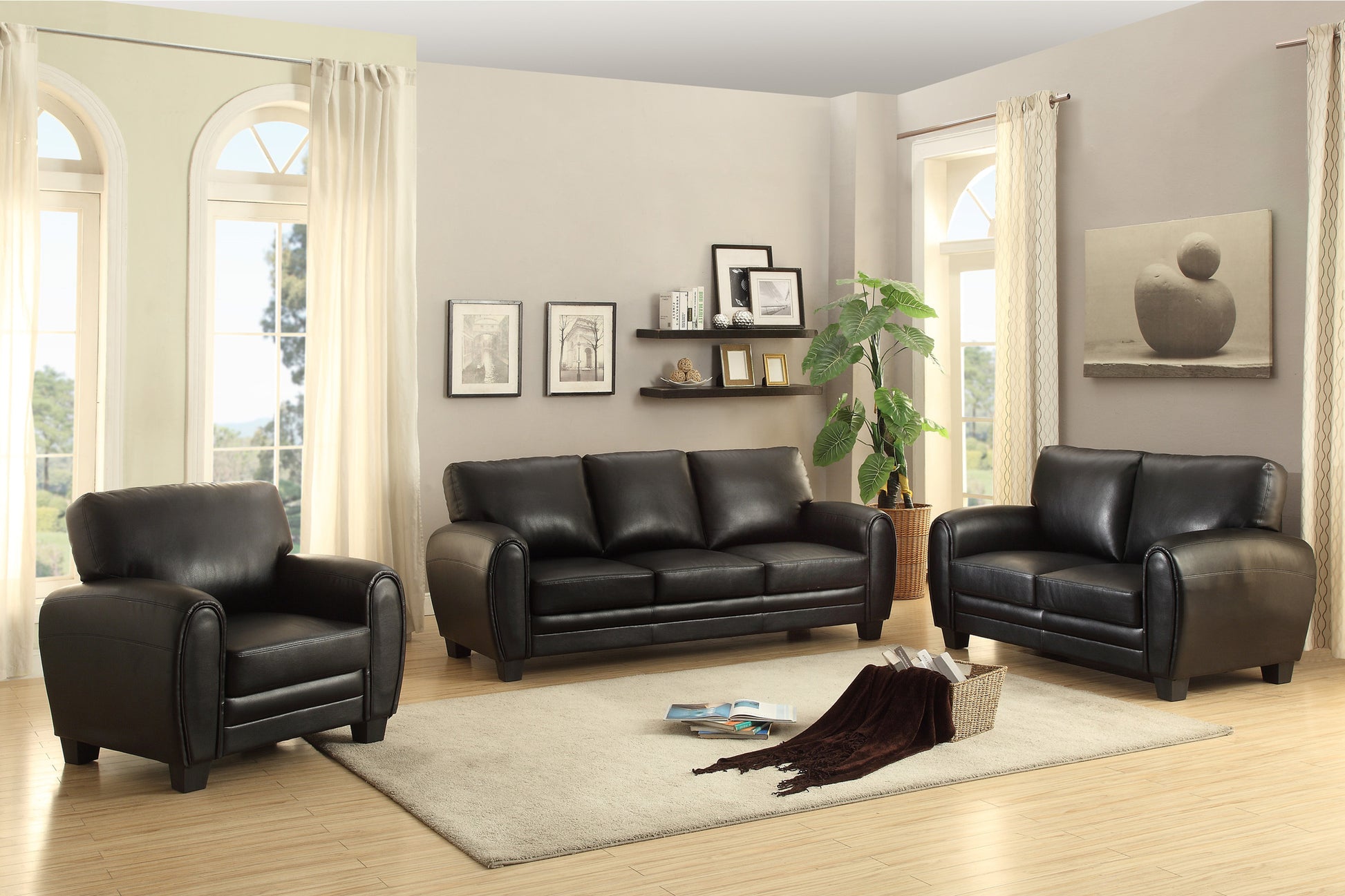 Modern Living Room Furniture 1Pc Chair Black Faux Leather Covering Retro Styling Furniture Black Primary Living Space Contemporary,Modern,Retro Solid Wood