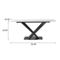 1600Mm Artificial Stone Dining Table With Black Frame Black White Sintered Stone