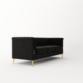Fx P82 Bk Sofa Modern Sofa Couches For Living Room, 82.67Inches Velvet Velvet Tight Back Chesterfield Design Couch Upholstered Sofa With Metal Legs Decor Furniture For Bedroom Black Velvet 3 Seat