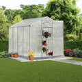 Polycarbonate Greenhouse,6'X 8' Heavy Duty Walk In Plant Garden Greenhouse For Backyard Outdoor Silver Aluminium