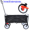 Folding Wagon Garden Shopping Beach Cart Black Black Metal