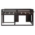 Twin Size Loft Bed With Cabinet And Shelf Espresso Old Sku:Lp000501Aap Espresso Solid Wood