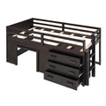 Twin Size Loft Bed With Cabinet And Shelf Espresso Old Sku:Lp000501Aap Espresso Solid Wood