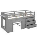 Twin Size Loft Bed With Cabinet And Shelf Gray Old Sku:Lp000501Aae Gray Solid Wood