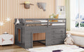 Twin Size Loft Bed With Cabinet And Shelf Gray Old Sku:Lp000501Aae Gray Solid Wood