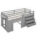 Twin Size Loft Bed With Cabinet And Shelf Gray Old Sku:Lp000501Aae Gray Solid Wood