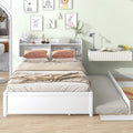 Full Bed With Trundle,Bookcase,White Full White Pine