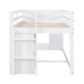 Twin Size Loft Bed With Cabinet And Shelf White Old Sku:Lp000501Aak White Solid Wood