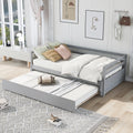 Twin Or Double Twin Daybed With Trundle,Gray Box Spring Not Required Twin Gray Wood Daybeds Pine