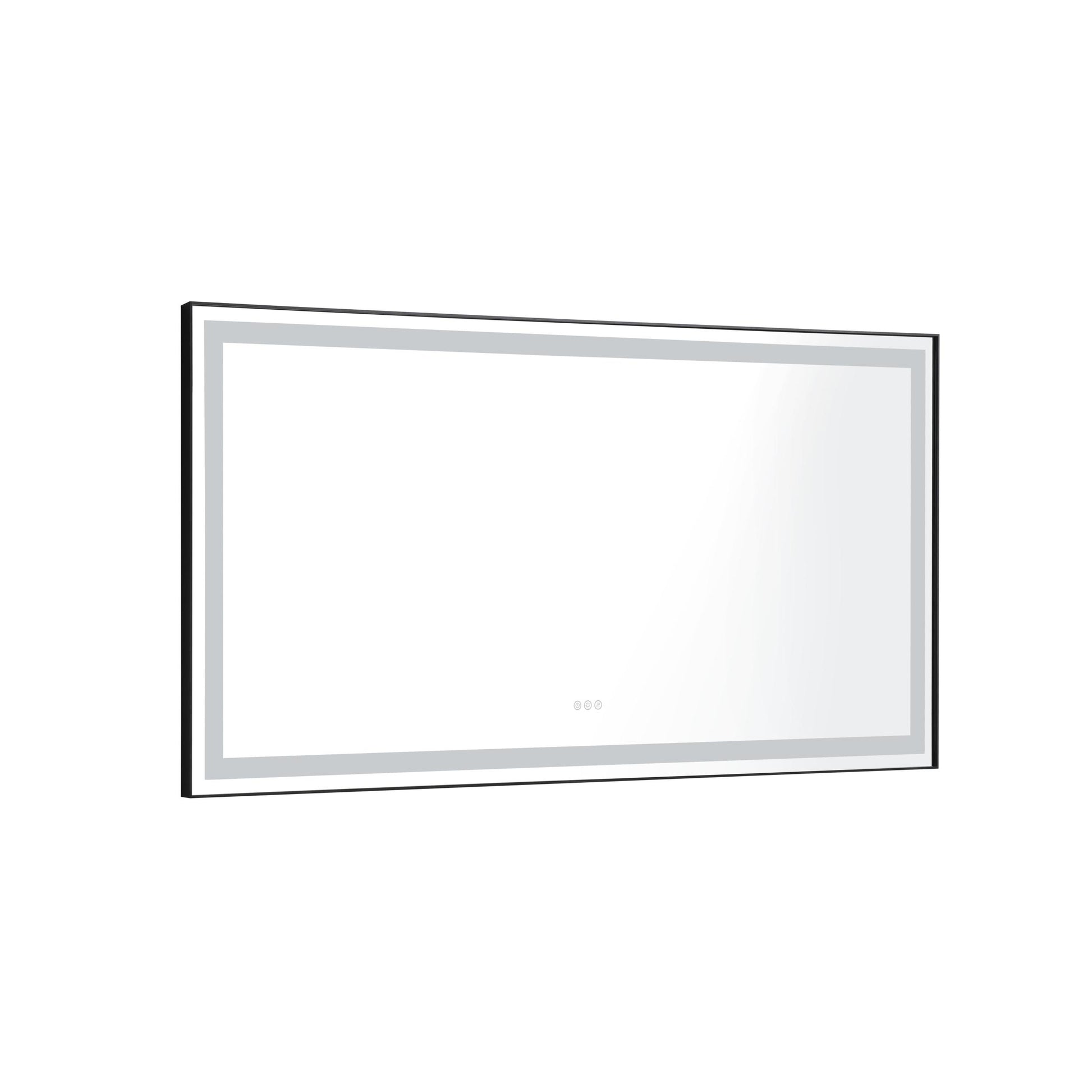 72 In. W X 36 In. H Black Framed Led Single Bathroom Vanity Mirror In Polished Crystal Bathroom Vanity Led Mirror With 3 Color Lights Mirror For Bathroom Wall Smart Lighted Vanity Mirror Matt Black Aluminium