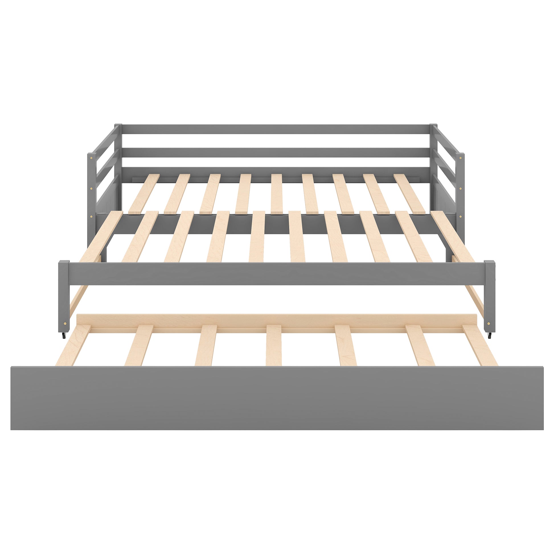 Twin Or Double Twin Daybed With Trundle,Gray Box Spring Not Required Twin Gray Wood Daybeds Pine