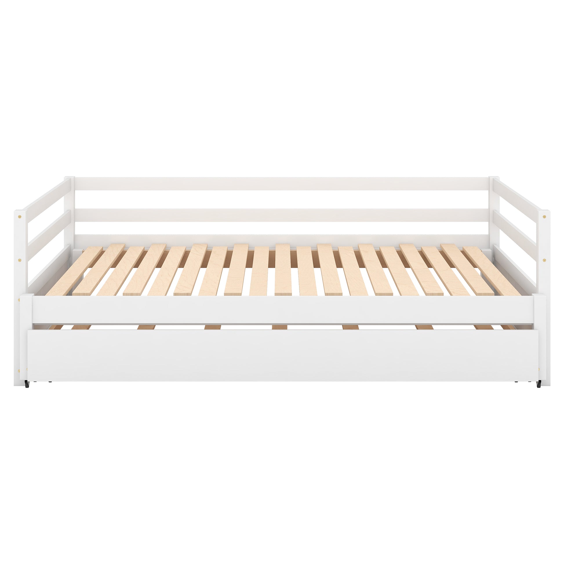 Twin Or Double Twin Daybed With Trundle,White Box Spring Not Required Twin White Wood Daybeds Pine