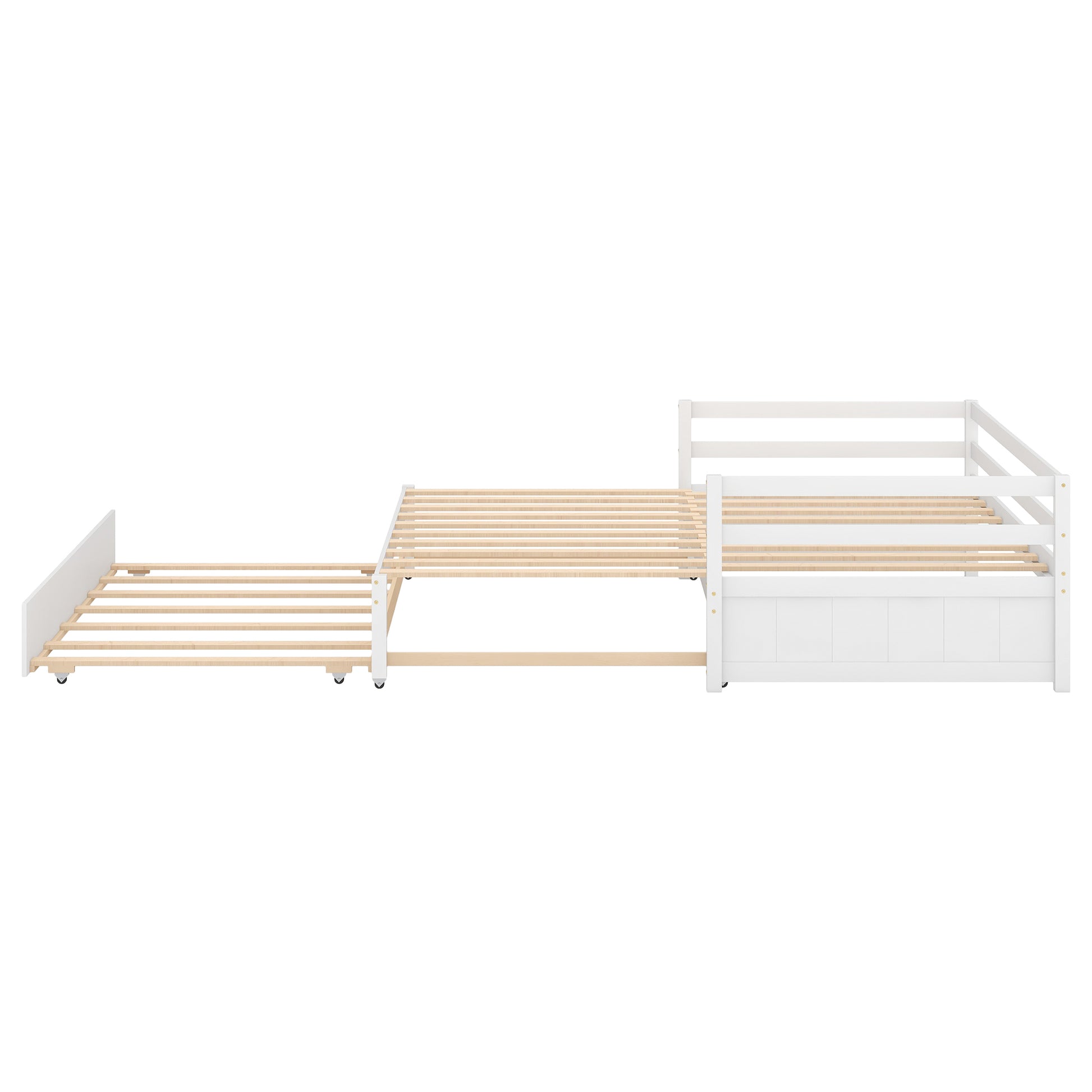 Twin Or Double Twin Daybed With Trundle,White Box Spring Not Required Twin White Wood Daybeds Pine