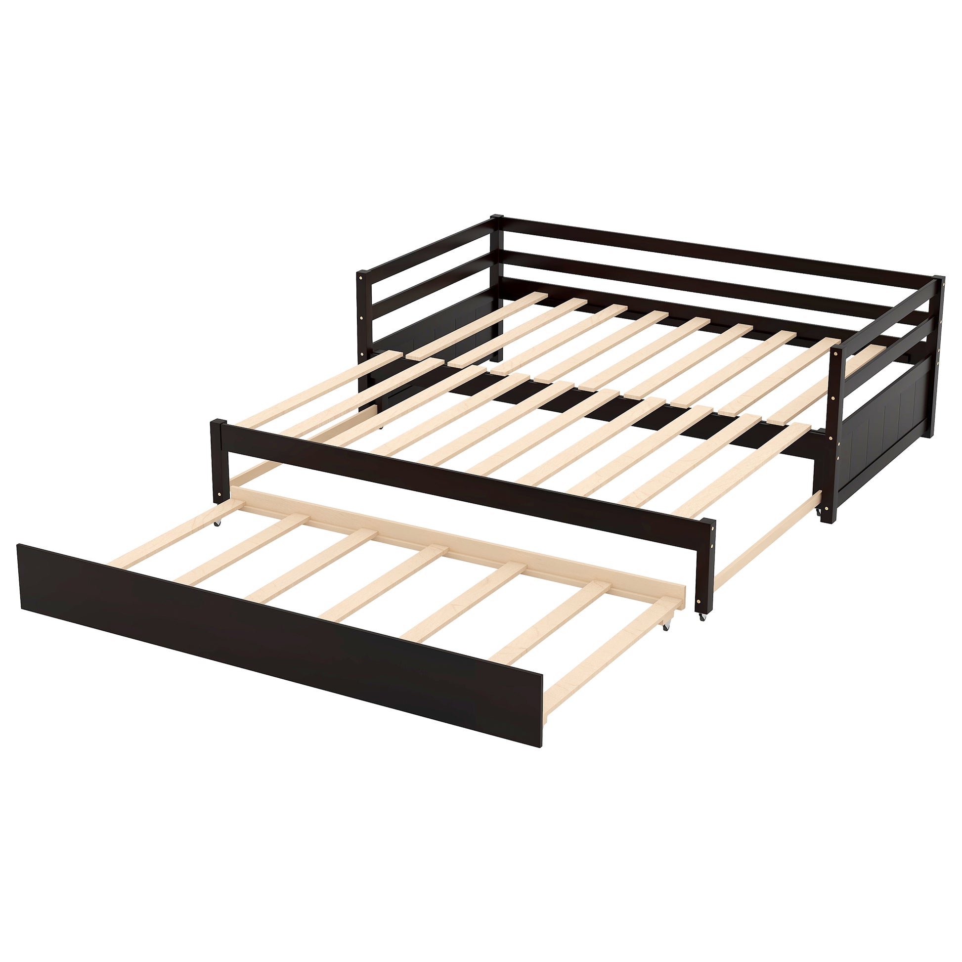 Twin Or Double Twin Daybed With Trundle,Espresso Box Spring Not Required Twin Espresso Wood Daybeds Pine